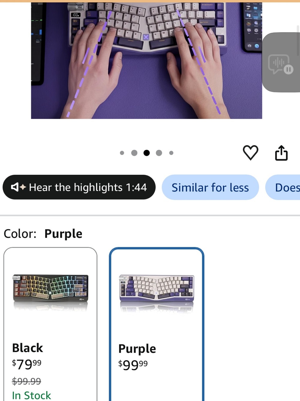 RK ROYAL KLUDGE A70 Purple & White Wireless Ergonomic Mechanical Keyboard